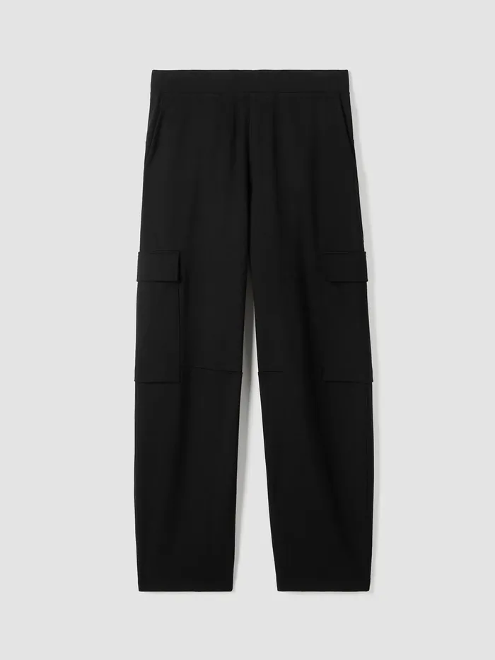 Women Eileen Fisher Pants Shorts and Jumpsuits Washable Flex Ponte Cargo Lantern Pant Black