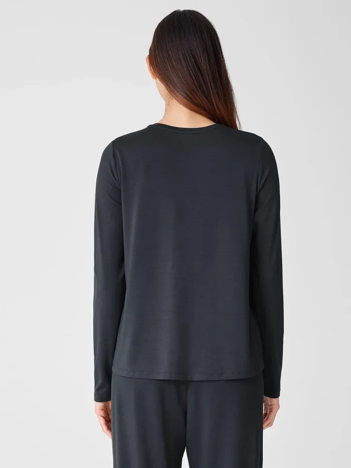 Women Eileen Fisher Petite Fine Jersey Crew Neck Top Graphite
