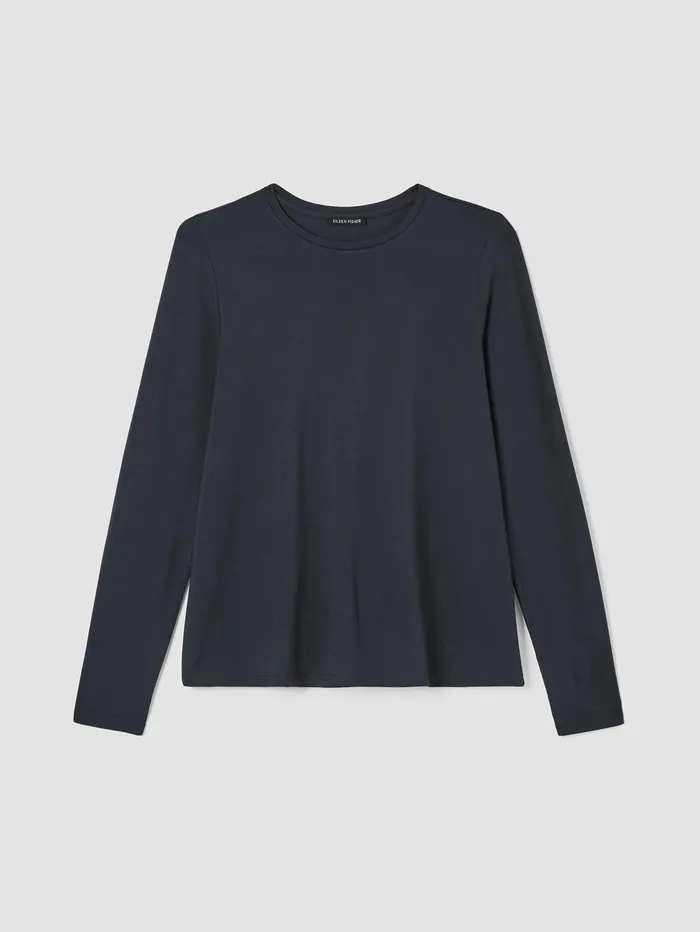 Women Eileen Fisher Petite Fine Jersey Crew Neck Top Graphite