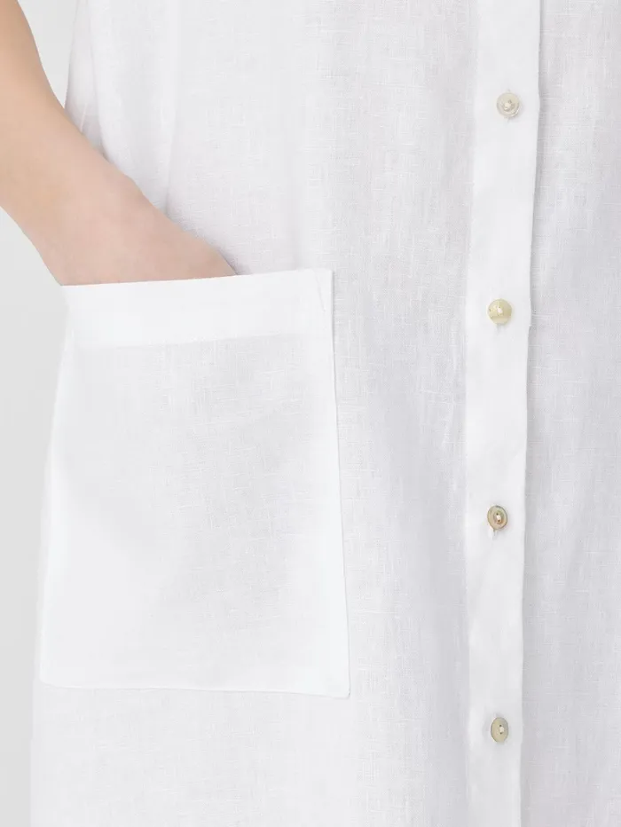 Women Eileen Fisher Petite Organic Linen Sleeveless Dress White