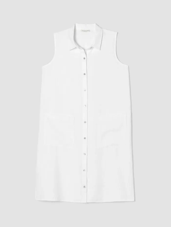 Women Eileen Fisher Petite Organic Linen Sleeveless Dress White