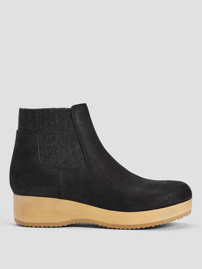 Women Eileen Fisher Shoes Words Oiled Nubuck Clog Bootie Black