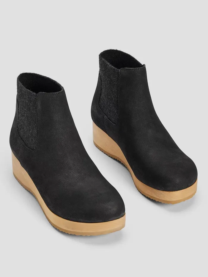Women Eileen Fisher Shoes Words Oiled Nubuck Clog Bootie Black