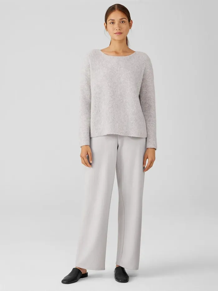 Women Eileen Fisher Sweaters and Cardigans Cashmere Silk Bliss Boatneck Top Pearl