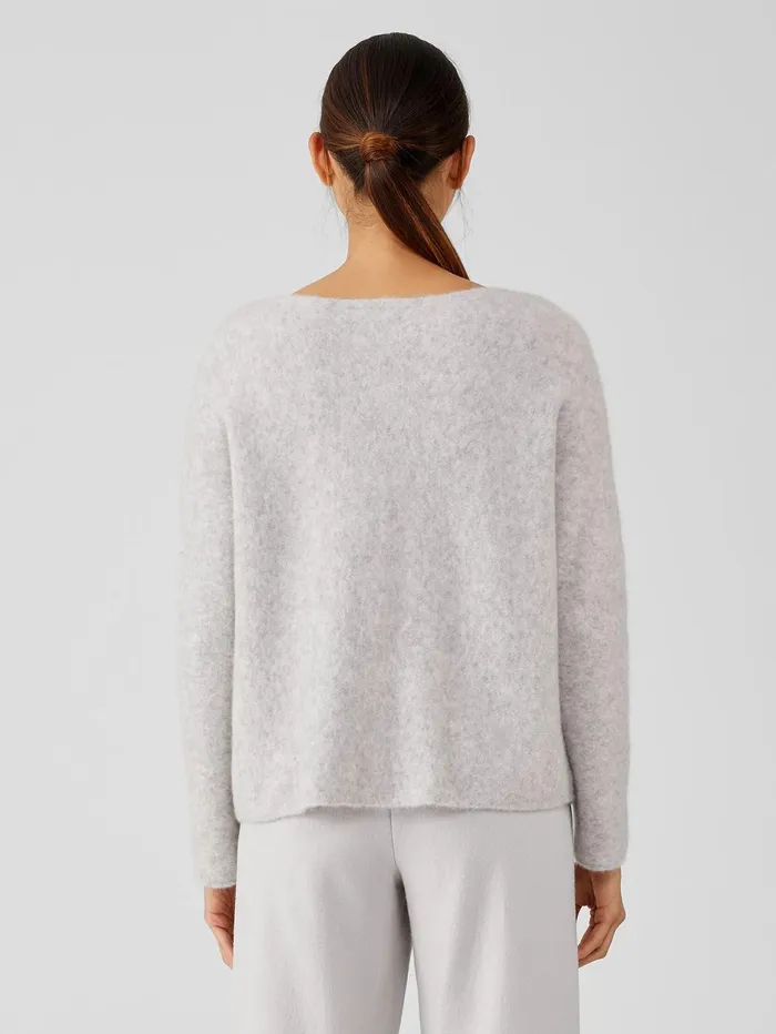 Women Eileen Fisher Sweaters and Cardigans Cashmere Silk Bliss Boatneck Top Pearl
