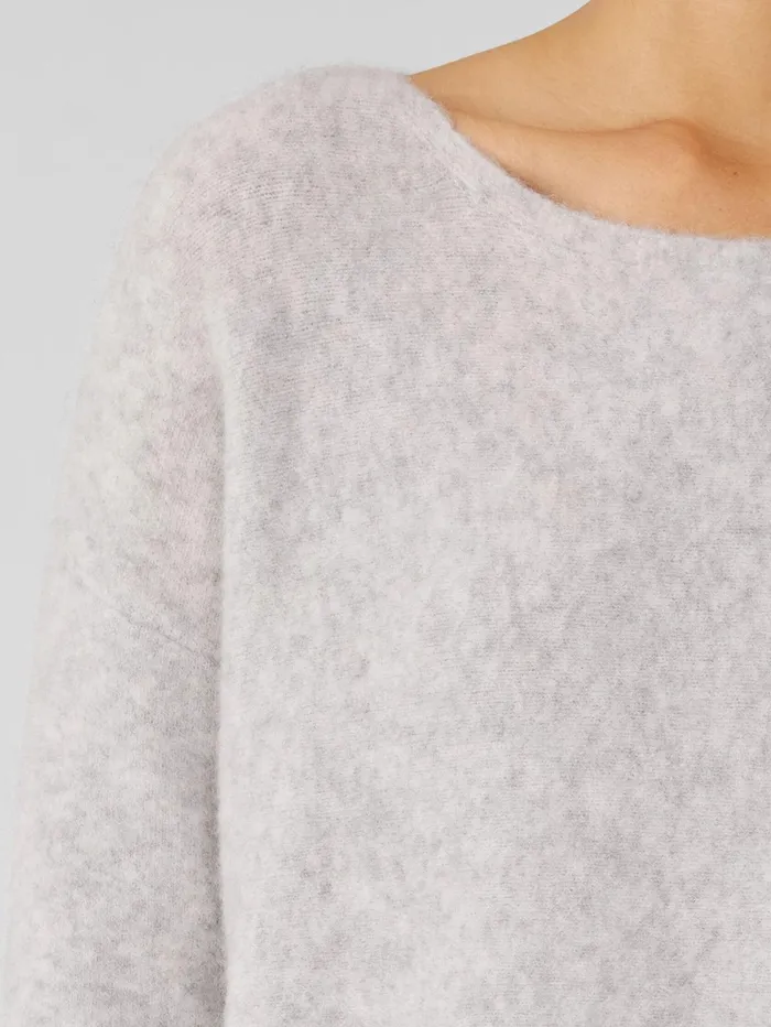 Women Eileen Fisher Sweaters and Cardigans Cashmere Silk Bliss Boatneck Top Pearl