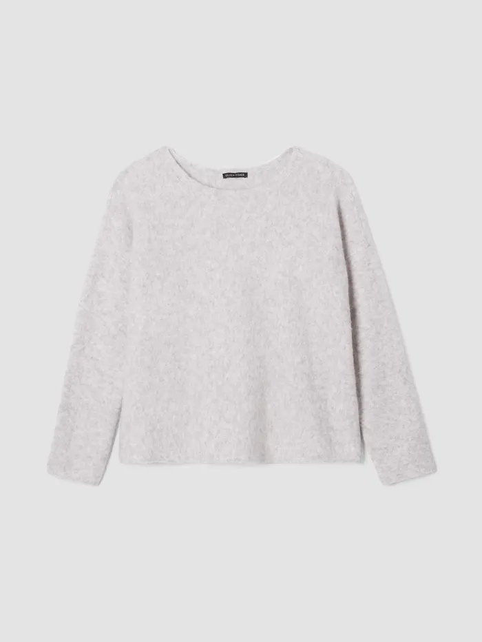 Women Eileen Fisher Sweaters and Cardigans Cashmere Silk Bliss Boatneck Top Pearl