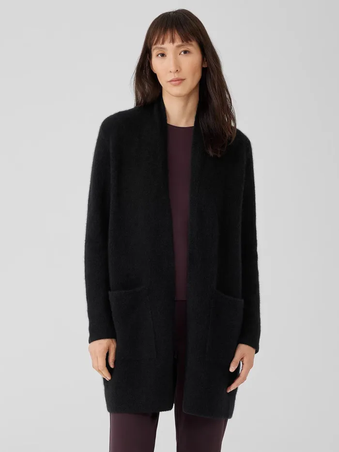 Women Eileen Fisher Sweaters and Cardigans Cashmere Silk Bliss Long Cardigan Black Women Eileen Fisher Sweaters and Cardigans Cashmere Silk Bliss Long Cardigan Black
