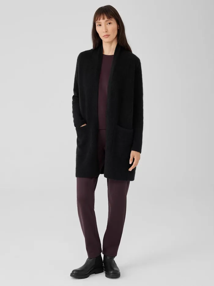 Women Eileen Fisher Sweaters and Cardigans Cashmere Silk Bliss Long Cardigan Black