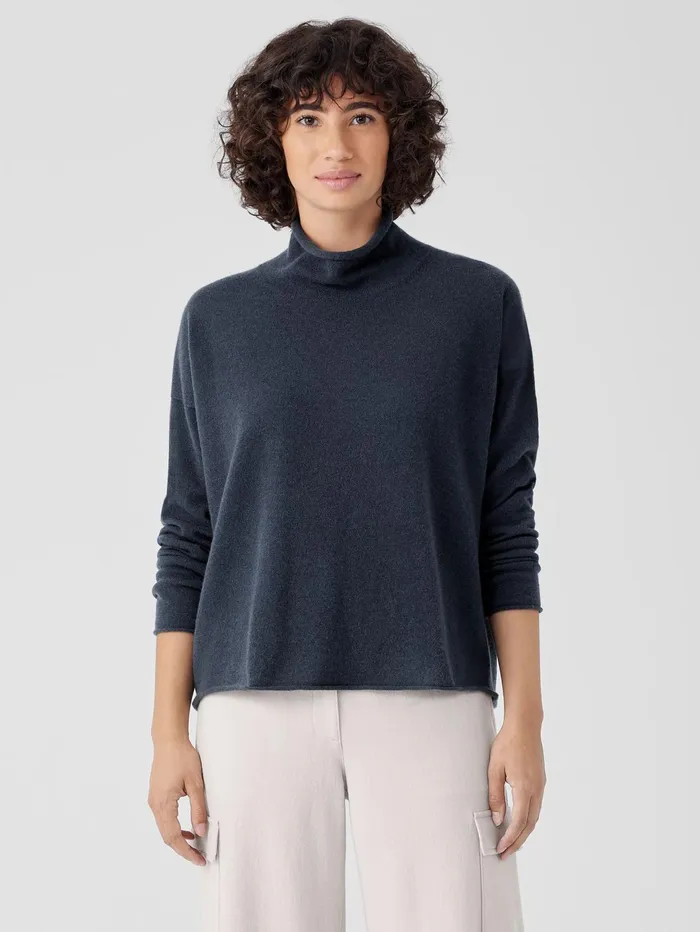 Women Eileen Fisher Sweaters and Cardigans Italian Cashmere Turtleneck Top Ocean Women Eileen Fisher Sweaters and Cardigans Italian Cashmere Turtleneck Top Ocean
