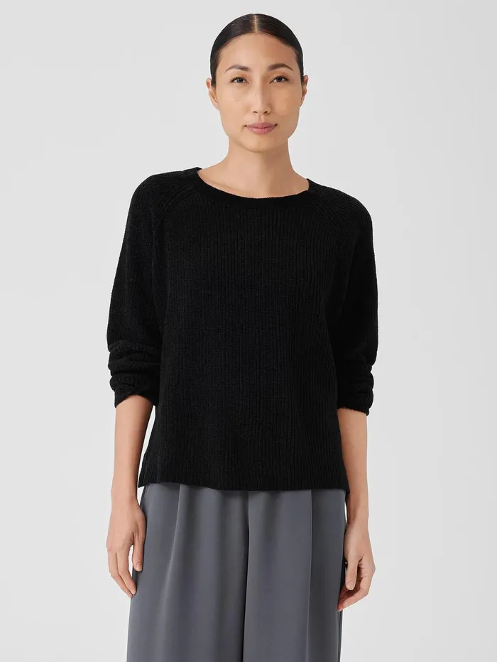 Women Eileen Fisher Sweaters and Cardigans Organic Cotton Chenille Crew Neck Top Black Women Eileen Fisher Sweaters and Cardigans Organic Cotton Chenille Crew Neck Top Black