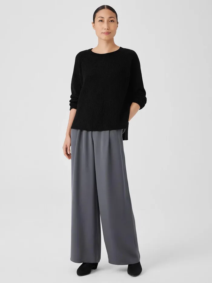 Women Eileen Fisher Sweaters and Cardigans Organic Cotton Chenille Crew Neck Top Black