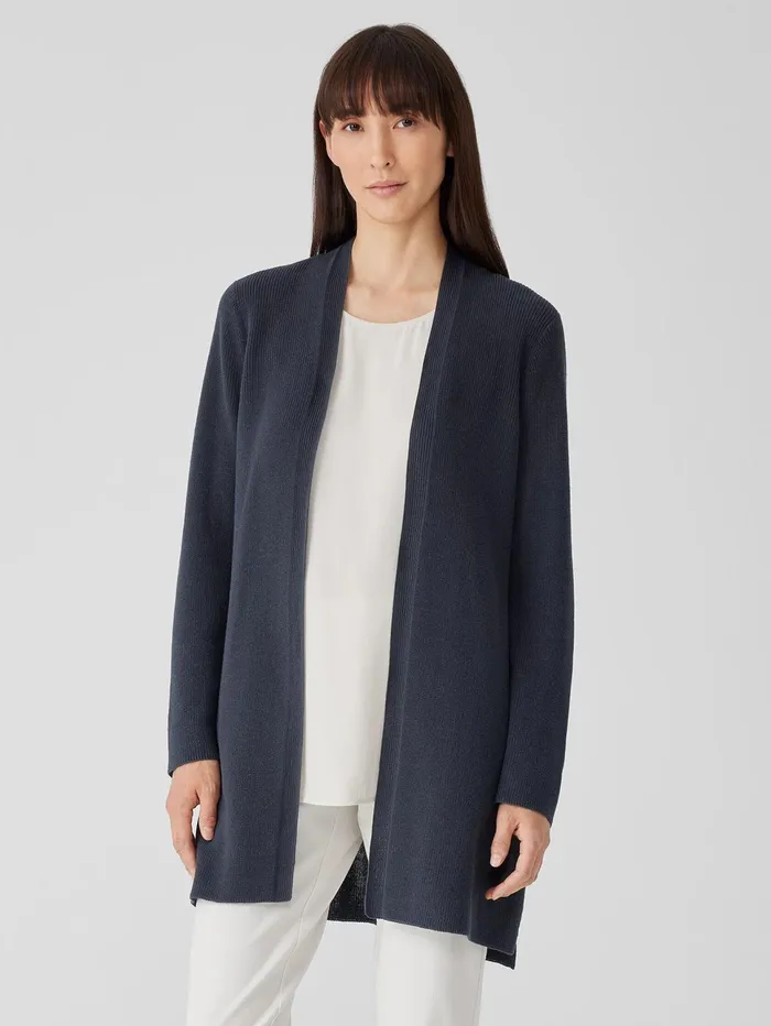 Women Eileen Fisher Sweaters and Cardigans Peruvian Organic Cotton Crepe Cardigan Ocean Women Eileen Fisher Sweaters and Cardigans Peruvian Organic Cotton Crepe Cardigan Ocean