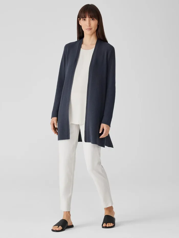 Women Eileen Fisher Sweaters and Cardigans Peruvian Organic Cotton Crepe Cardigan Ocean