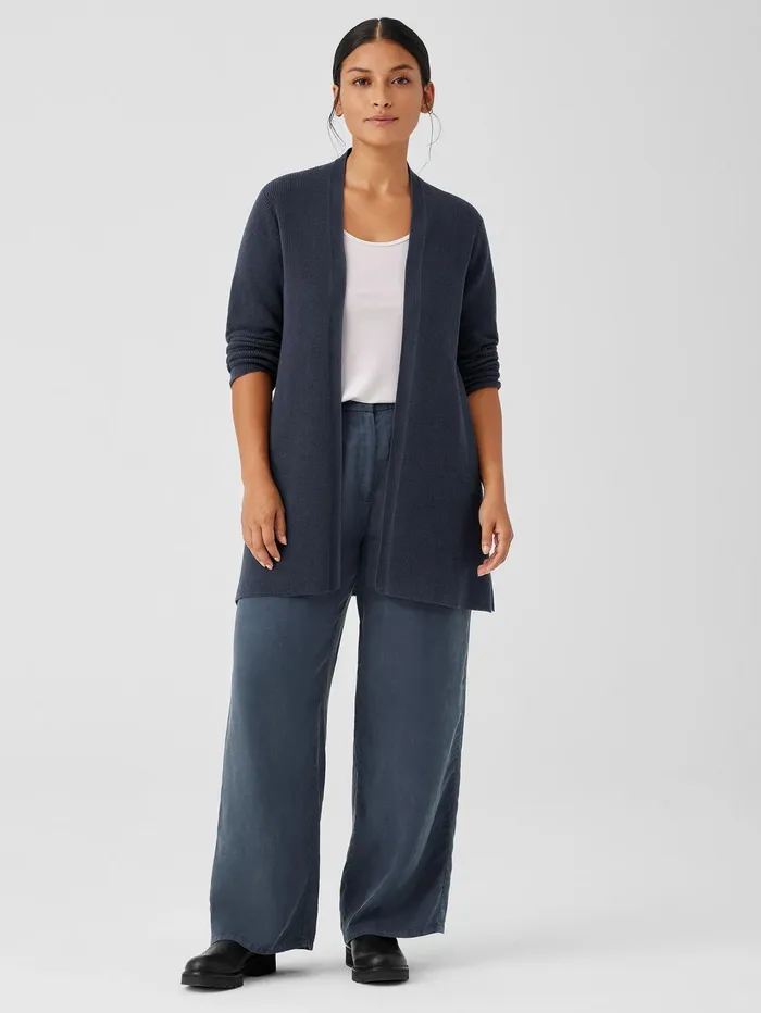 Women Eileen Fisher Sweaters and Cardigans Peruvian Organic Cotton Crepe Cardigan Ocean