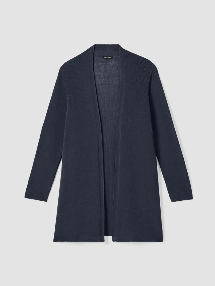 Women Eileen Fisher Sweaters and Cardigans Peruvian Organic Cotton Crepe Cardigan Ocean