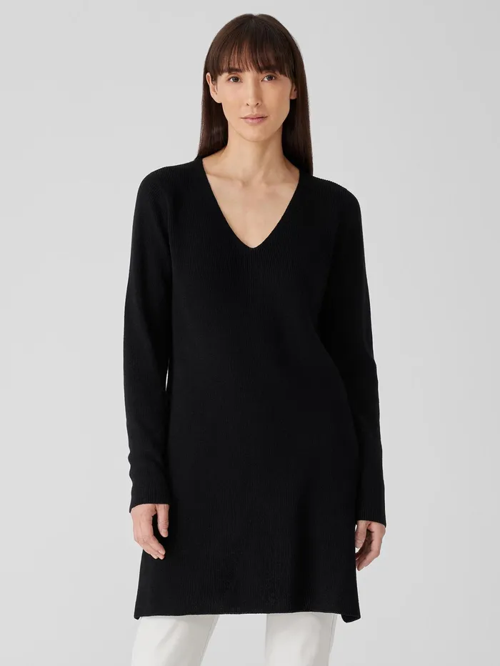 Women Eileen Fisher Sweaters and Cardigans Peruvian Organic Cotton Crepe VNeck Long Top Black Women Eileen Fisher Sweaters and Cardigans Peruvian Organic Cotton Crepe VNeck Long Top Black