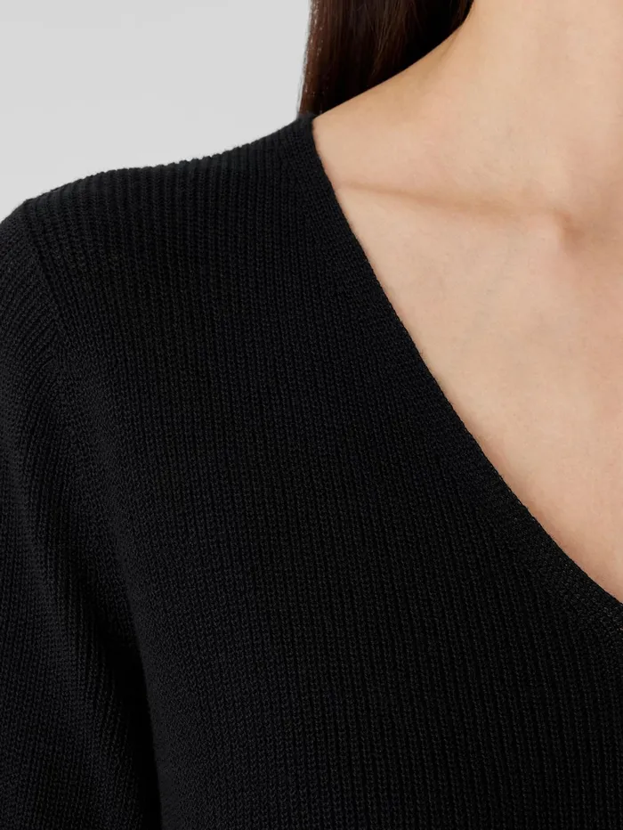 Women Eileen Fisher Sweaters and Cardigans Peruvian Organic Cotton Crepe VNeck Long Top Black