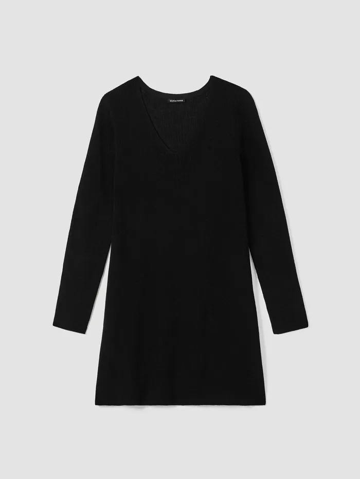 Women Eileen Fisher Sweaters and Cardigans Peruvian Organic Cotton Crepe VNeck Long Top Black