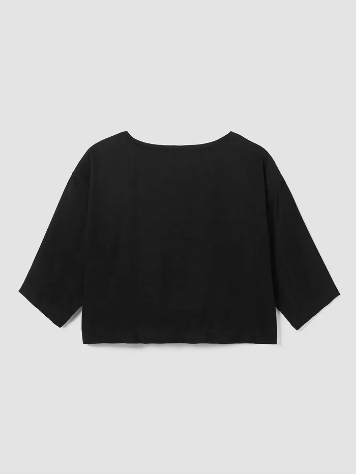 Women Eileen Fisher Tops and Tees Sandwashed TwillBoxTop Black