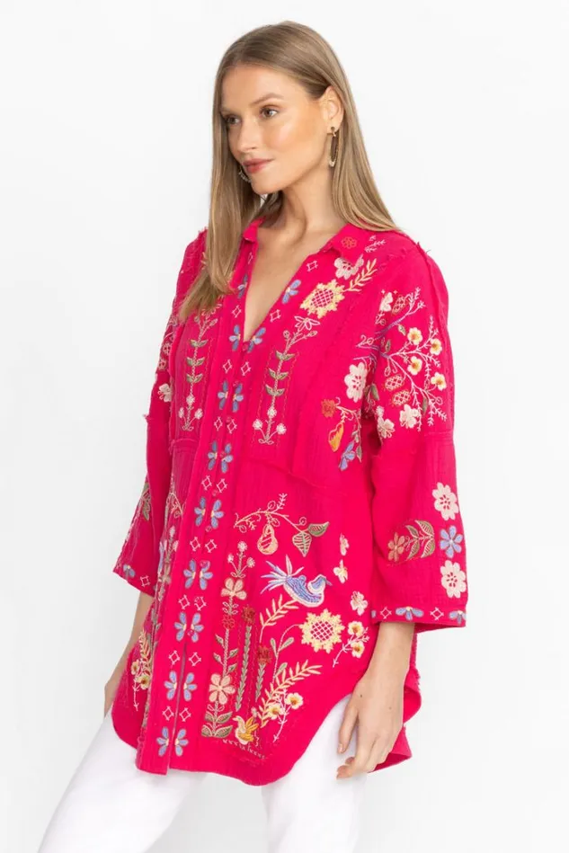 Women FELICITY TUNIC Virtual Pink Johnny Was Tops Women FELICITY TUNIC Virtual Pink Johnny Was Tops
