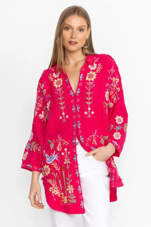 Women FELICITY TUNIC Virtual Pink Johnny Was Tops Women FELICITY TUNIC Virtual Pink Johnny Was Tops