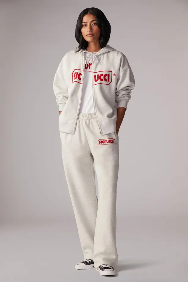 Women Fiorucci Sweatshirts and Hoodies Logo ZipUp Hoodie Grey
