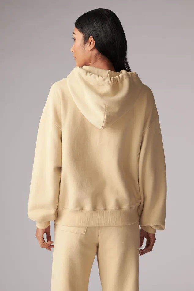 Women Fiorucci Sweatshirts and Hoodies Safety Angels ZipUp Hoodie Beige Women Fiorucci Sweatshirts and Hoodies Safety Angels ZipUp Hoodie Beige