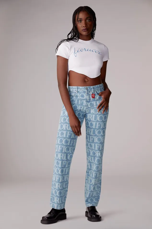 Women Fiorucci TShirts and Tops Embroidered Logo Crop Top White