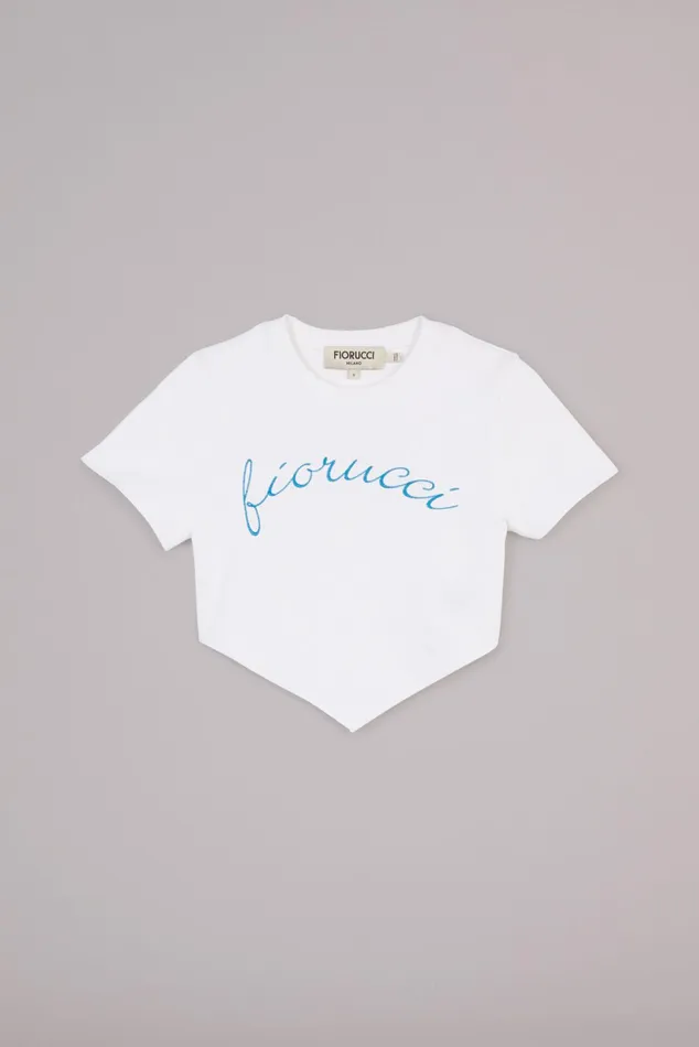 Women Fiorucci TShirts and Tops Embroidered Logo Crop Top White Women Fiorucci TShirts and Tops Embroidered Logo Crop Top White