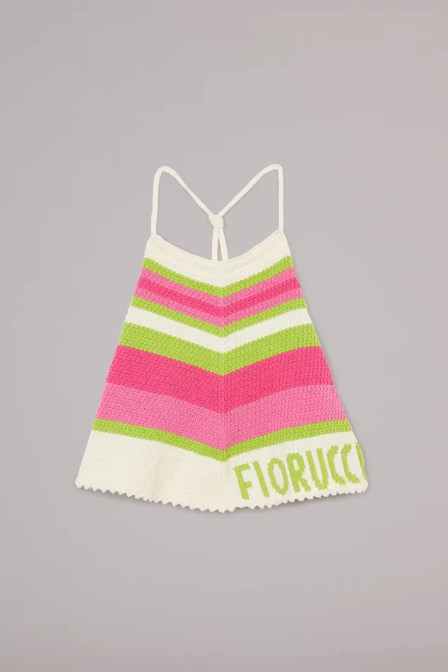 Women Fiorucci TShirts and Tops Logo Crochet Crop Top White Women Fiorucci TShirts and Tops Logo Crochet Crop Top White
