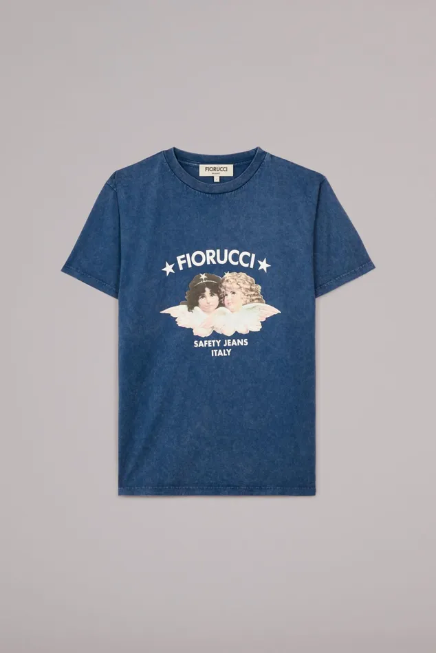 Women Fiorucci TShirts and Tops Safety Angels TShirt Washed Blue
