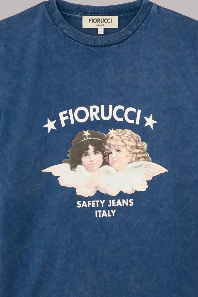 Women Fiorucci TShirts and Tops Safety Angels TShirt Washed Blue Women Fiorucci TShirts and Tops Safety Angels TShirt Washed Blue