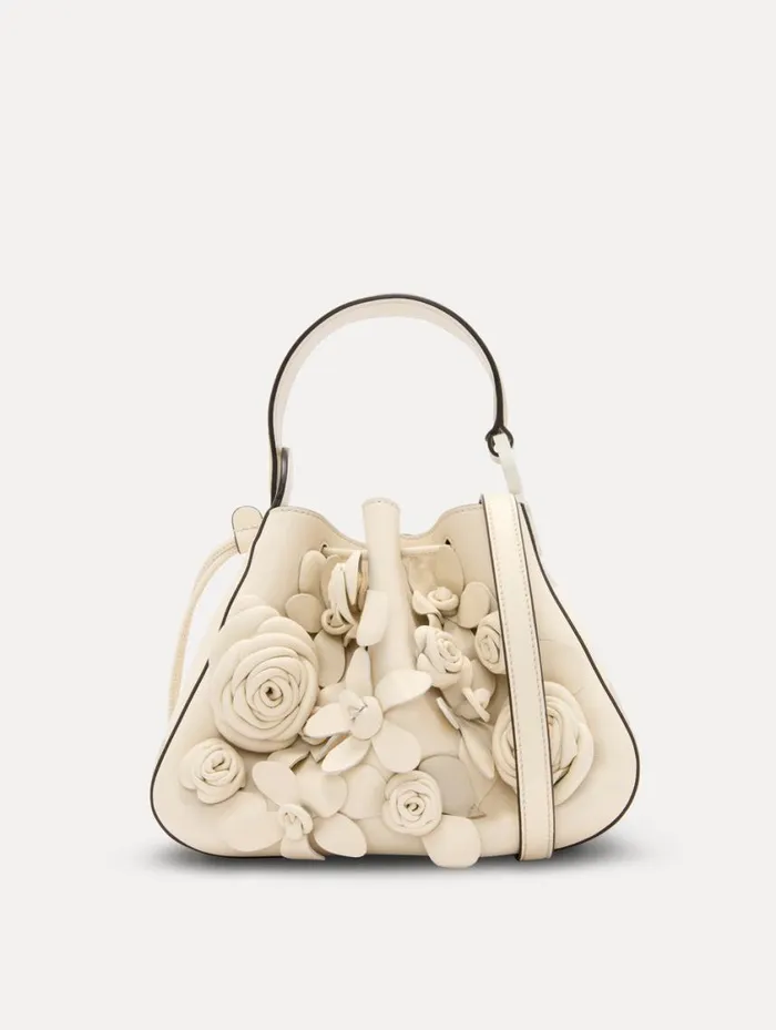 Women Floral Appliqu O Handle Bag Ivory Oscar De La Renta Handbags Women Floral Appliqu O Handle Bag Ivory Oscar De La Renta Handbags