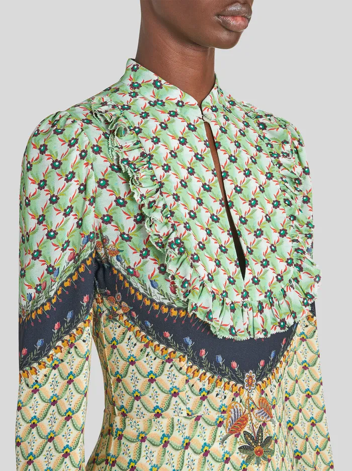 Women Floral Print Dress With Plastron Etro Dresses