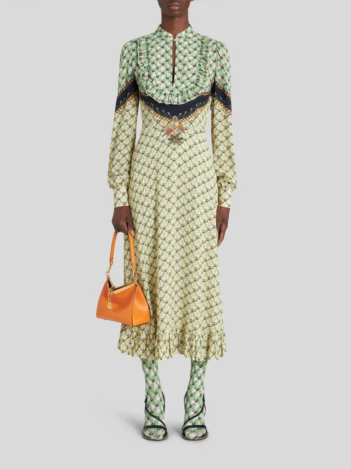 Women Floral Print Dress With Plastron Etro Dresses