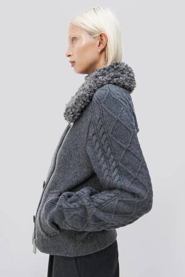 Women Giovana Jacket Charcoal Jonathan Simkhai Knitwear
