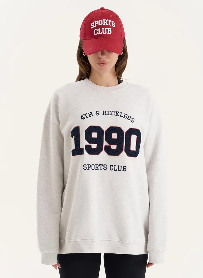 Women Grey 1990 Slogan Classic Longline Sweatshirt Lila 4th and Reckless Hoodies and Sweatshirts Women Grey 1990 Slogan Classic Longline Sweatshirt Lila 4th and Reckless Hoodies and Sweatshirts