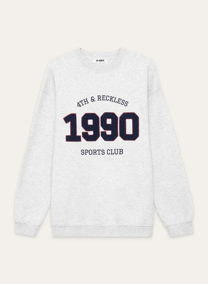 Women Grey 1990 Slogan Classic Longline Sweatshirt Lila 4th and Reckless Hoodies and Sweatshirts