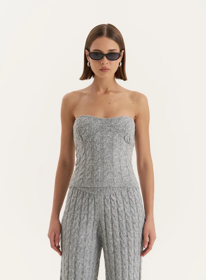 Women Grey Knitted Corset Janina 4th and Reckless Tops