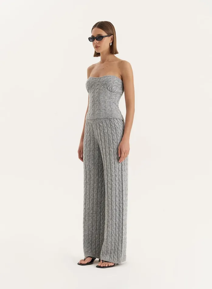 Women Grey Knitted Corset Janina 4th and Reckless Tops