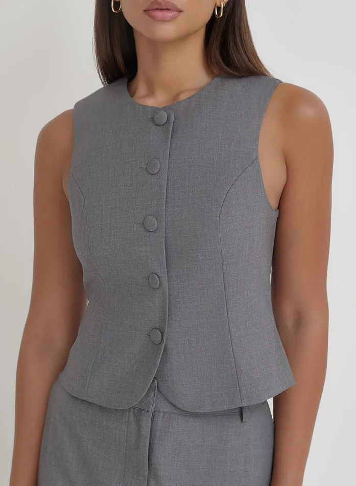 Women Grey Tailored Waistcoat Hallie 4th and Reckless Tops