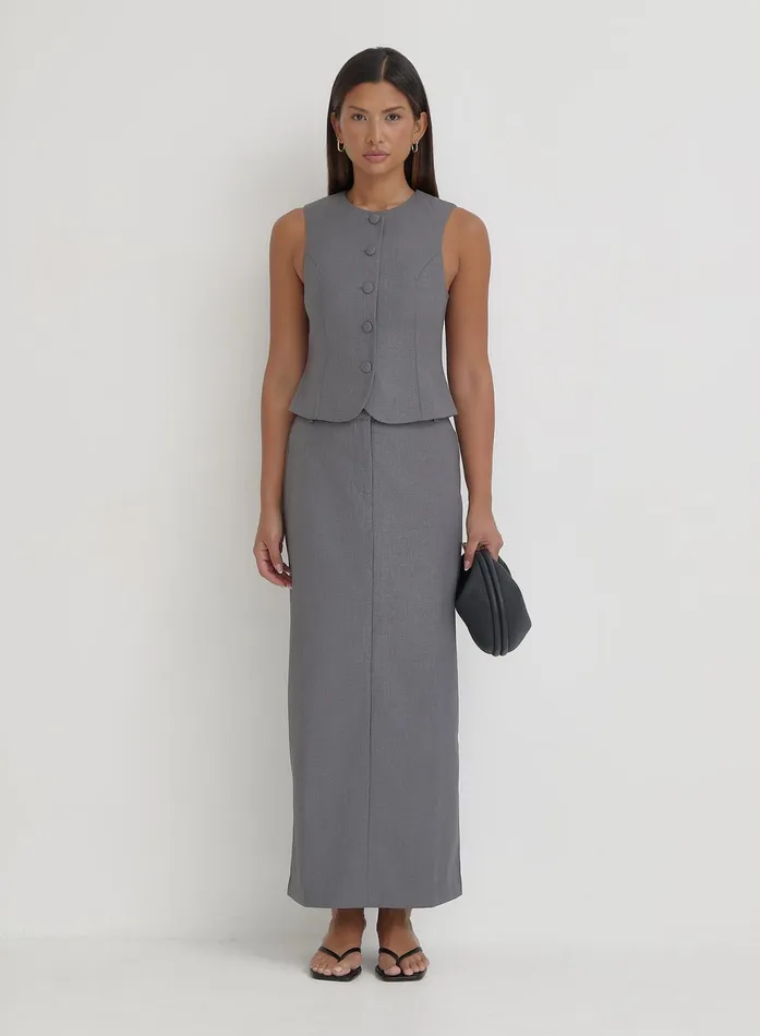 Women Grey Tailored Waistcoat Hallie 4th and Reckless Tops