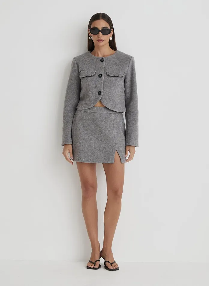 Women Grey Wool Tailored Mini Skirt Mable 4th and Reckless Skirts