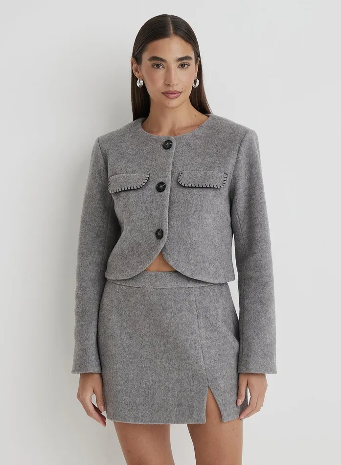Women Grey Wool Tailored Mini Skirt Mable 4th and Reckless Skirts