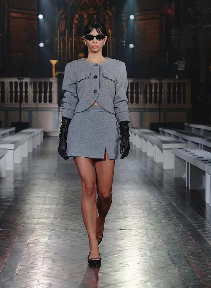 Women Grey Wool Tailored Mini Skirt Mable 4th and Reckless Skirts
