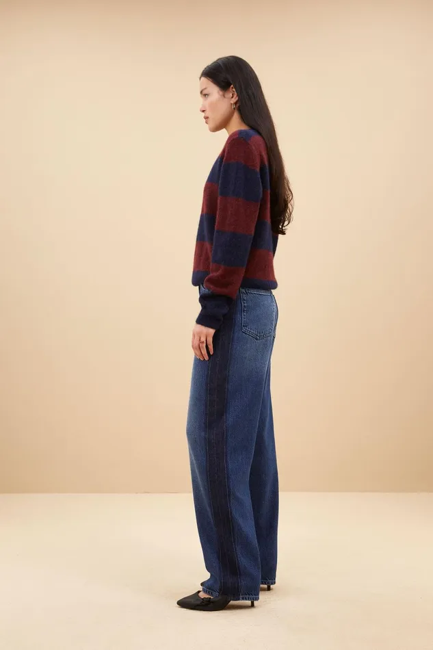 Women Gwen Big Stripe Pullover Wine Bybar Pullovers
