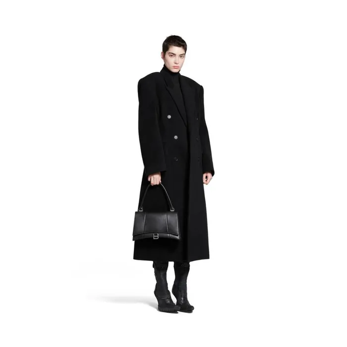 Women Handbags Balenciaga Hourglass Hinge Medium Handbag In Black