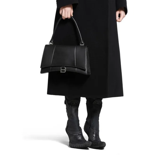 Women Handbags Balenciaga Hourglass Hinge Medium Handbag In Black