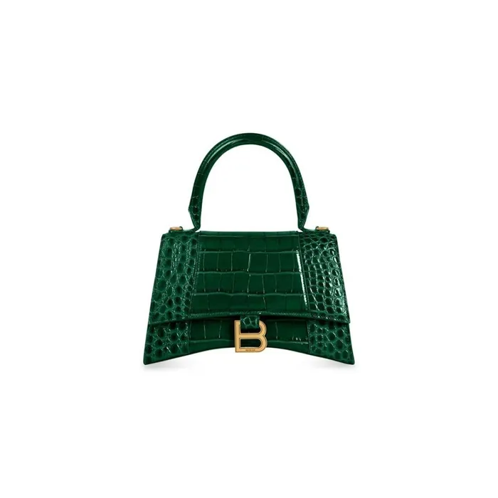 Women Handbags Balenciaga Hourglass Small Handbag Crocodile Embossed In Forest Green Women Handbags Balenciaga Hourglass Small Handbag Crocodile Embossed In Forest Green